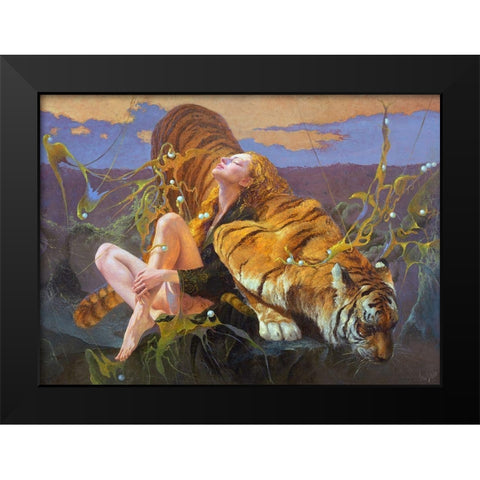 Pearl hunters Black Modern Wood Framed Art Print by Klapoukh, Yury