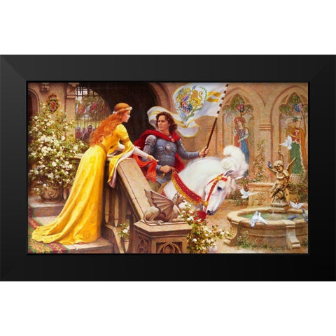 Return of the knight Black Modern Wood Framed Art Print by Kovalev, Vladimir