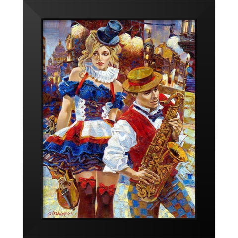 Cabaret Black Modern Wood Framed Art Print by Lashkevich, Alexey