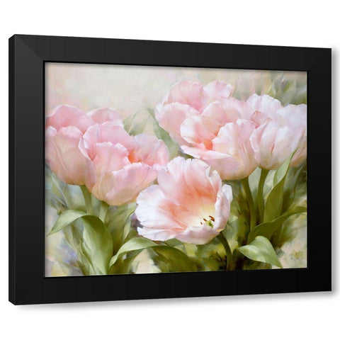 Pink tulips Black Modern Wood Framed Art Print by Levashov, Igor