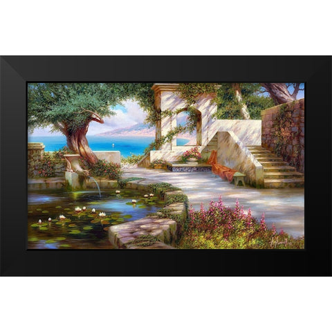 Southern landscape Black Modern Wood Framed Art Print by Milyukov, Alexey