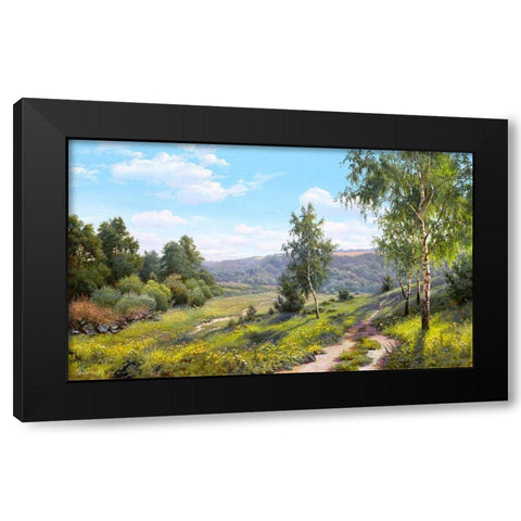 Path in the forest  Black Modern Wood Framed Art Print by Prishchepa, Igor