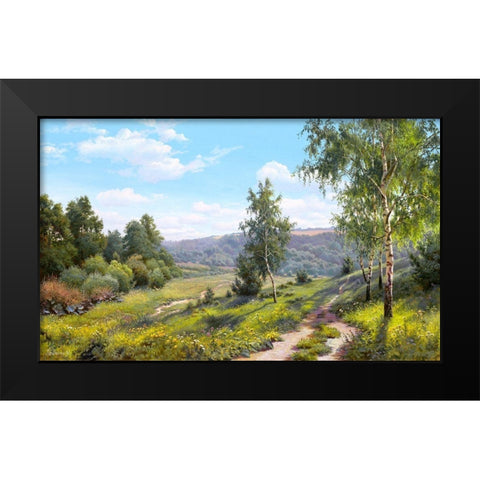 Path in the forest  Black Modern Wood Framed Art Print by Prishchepa, Igor