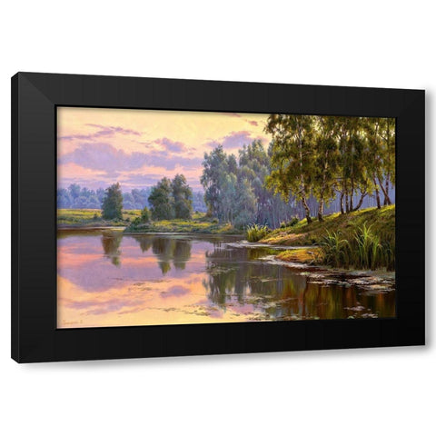 Silent backwater Black Modern Wood Framed Art Print with Double Matting by Prishchepa, Igor