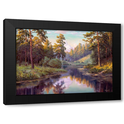 Forest river Black Modern Wood Framed Art Print by Prishchepa, Igor