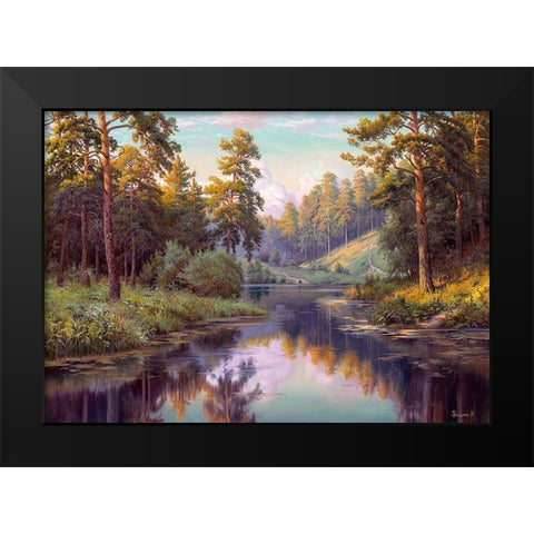 Forest river Black Modern Wood Framed Art Print by Prishchepa, Igor