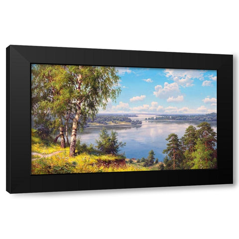 Spaces Black Modern Wood Framed Art Print with Double Matting by Prishchepa, Igor