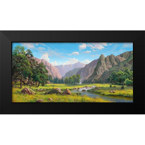 Mountain idyll Black Modern Wood Framed Art Print by Prishchepa, Igor