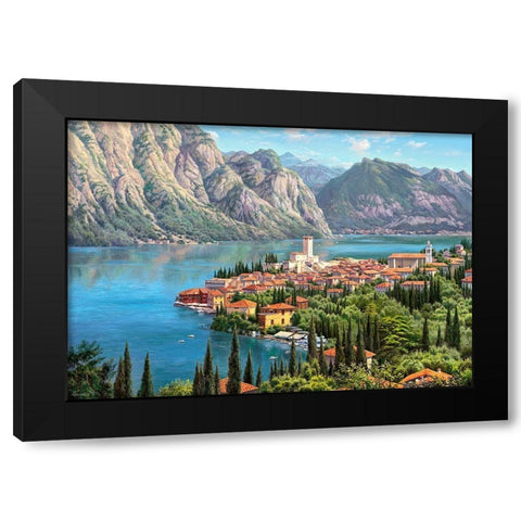 Town by the sea Black Modern Wood Framed Art Print by Prishchepa, Igor