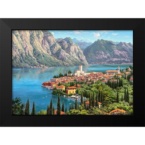 Town by the sea Black Modern Wood Framed Art Print by Prishchepa, Igor