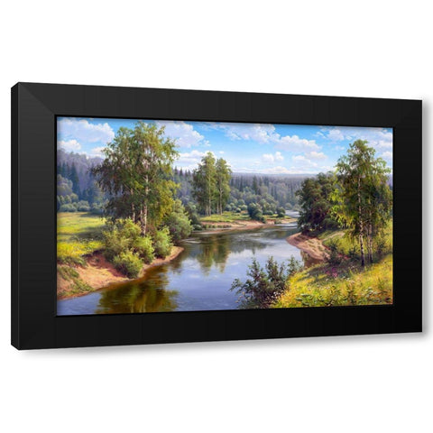 Flowing river Black Modern Wood Framed Art Print with Double Matting by Prishchepa, Igor