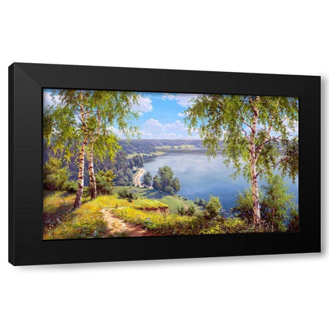 On the river bank Black Modern Wood Framed Art Print with Double Matting by Prishchepa, Igor