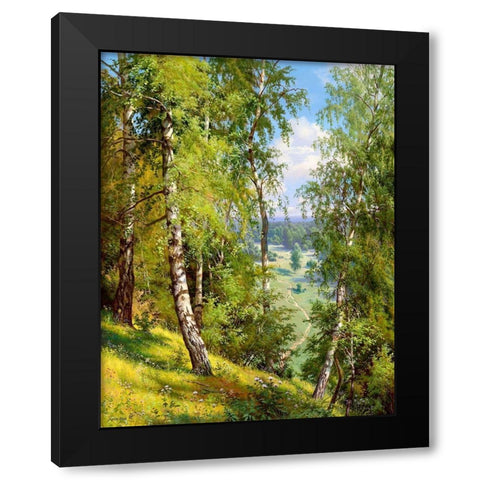 Birch in the forest Black Modern Wood Framed Art Print by Prishchepa, Igor