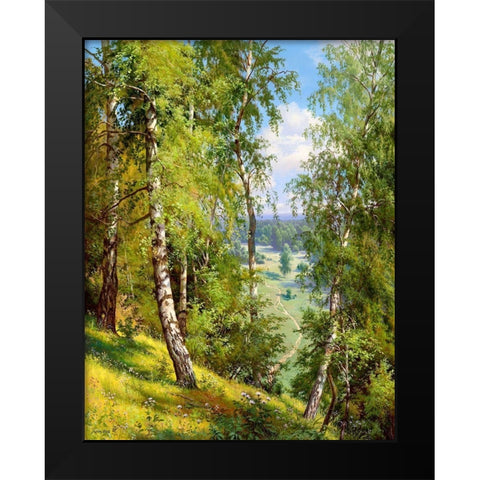 Birch in the forest Black Modern Wood Framed Art Print by Prishchepa, Igor