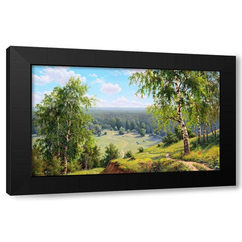 Birch valley Black Modern Wood Framed Art Print by Prishchepa, Igor