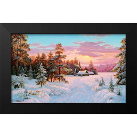 The road to the house Black Modern Wood Framed Art Print by Potapov, Vitaly