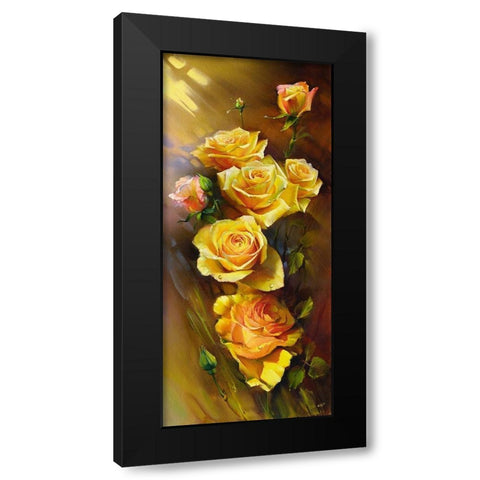 Yellow roses Black Modern Wood Framed Art Print by Romanov, Roman