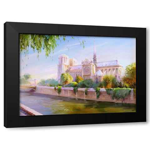 Parisian morning Black Modern Wood Framed Art Print with Double Matting by Romanov, Roman