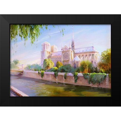 Parisian morning Black Modern Wood Framed Art Print by Romanov, Roman