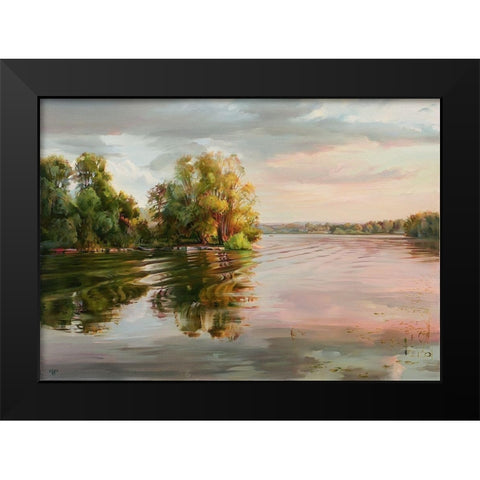 Evening on the Volga river Black Modern Wood Framed Art Print by Romanov, Roman