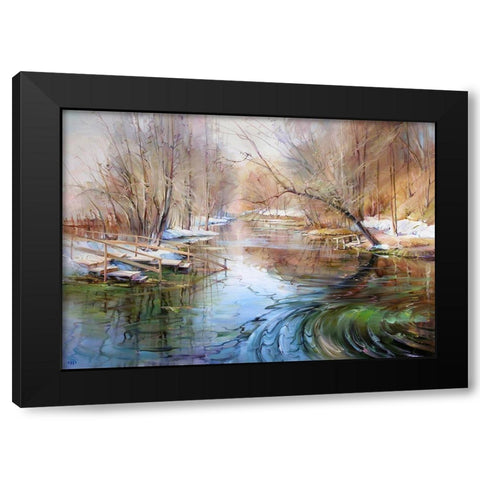 April Black Modern Wood Framed Art Print with Double Matting by Romanov, Roman