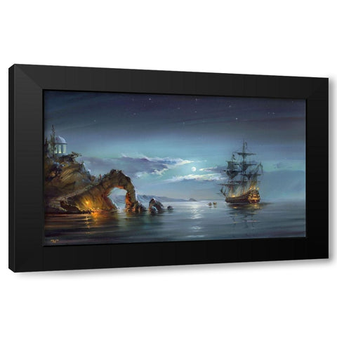 Moonlight night Black Modern Wood Framed Art Print with Double Matting by Romanov, Roman