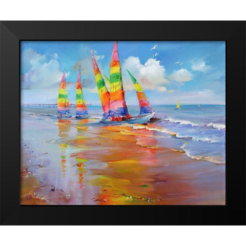 Saint Jean de Monts Black Modern Wood Framed Art Print by Romanov, Roman