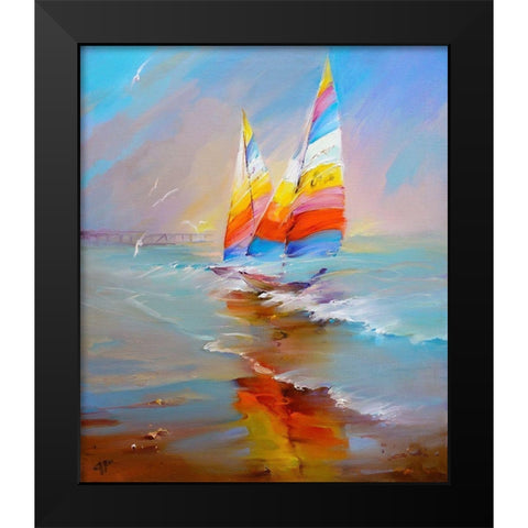 Sails Black Modern Wood Framed Art Print by Romanov, Roman