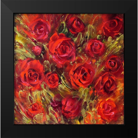 Roses 2 Black Modern Wood Framed Art Print by Romanov, Roman