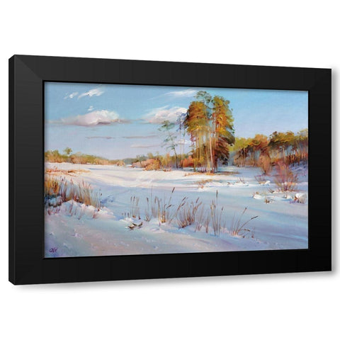 Pines Black Modern Wood Framed Art Print by Romanov, Roman