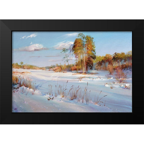 Pines Black Modern Wood Framed Art Print by Romanov, Roman
