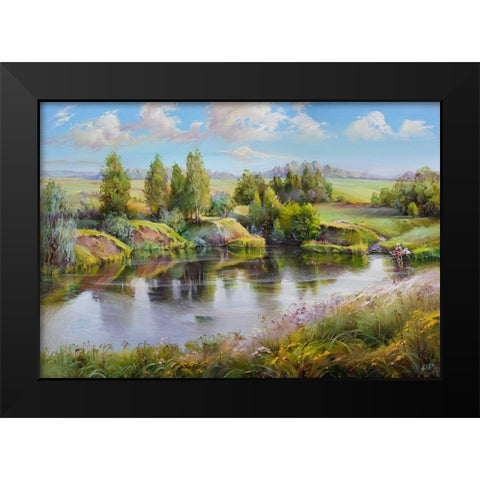 Summer Black Modern Wood Framed Art Print by Romanov, Roman