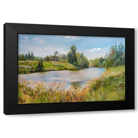 July Black Modern Wood Framed Art Print with Double Matting by Romanov, Roman