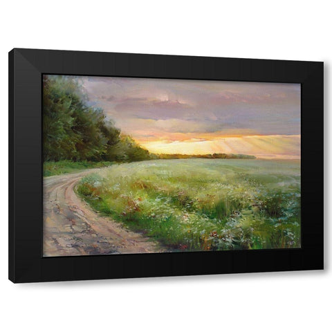 Field Black Modern Wood Framed Art Print with Double Matting by Romanov, Roman