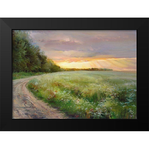 Field Black Modern Wood Framed Art Print by Romanov, Roman