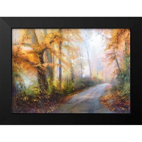 Road to the forest Black Modern Wood Framed Art Print by Romanov, Roman