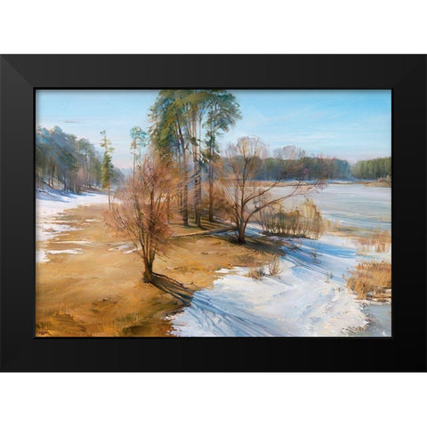 Spring Black Modern Wood Framed Art Print by Romanov, Roman