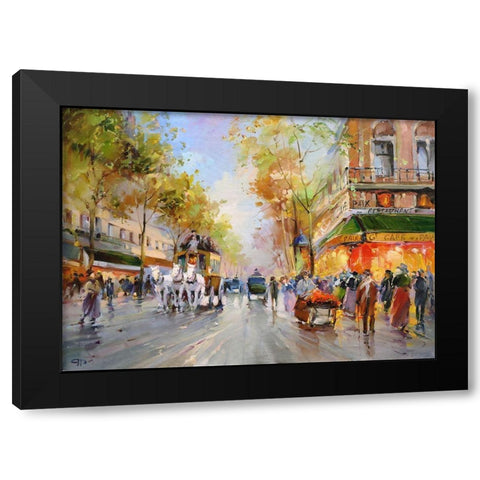 Cafe - Paix Black Modern Wood Framed Art Print by Romanov, Roman