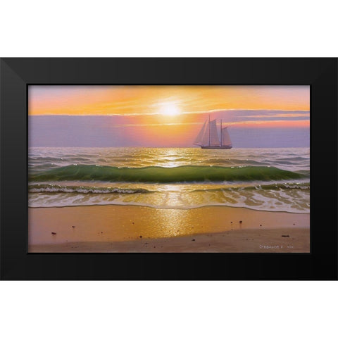 Evening walk Black Modern Wood Framed Art Print by Stepanov, Alexander