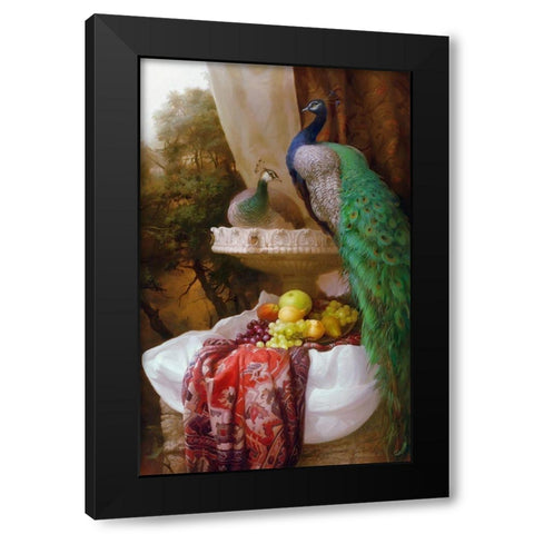 Peacocks Black Modern Wood Framed Art Print by Sevryukov, Dmitry