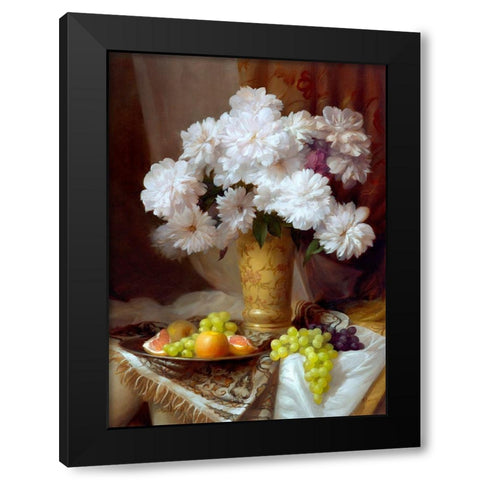Still-life with a peonies Black Modern Wood Framed Art Print by Sevryukov, Dmitry