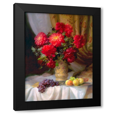Dahlias Black Modern Wood Framed Art Print by Sevryukov, Dmitry