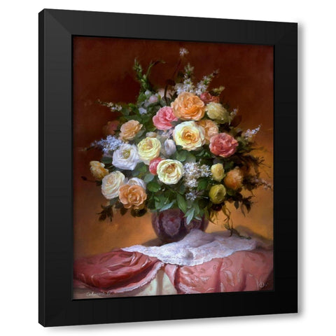 Bouquet of roses Black Modern Wood Framed Art Print with Double Matting by Sevryukov, Dmitry