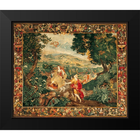 Flemish tapestry Black Modern Wood Framed Art Print by Anonymous 17Th C.
