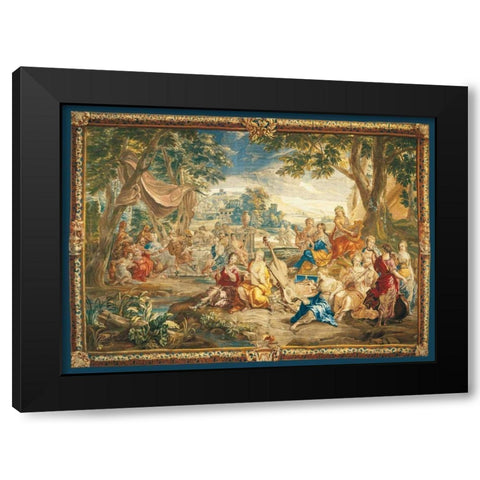 Brussels Tapestry Black Modern Wood Framed Art Print by Anonymous