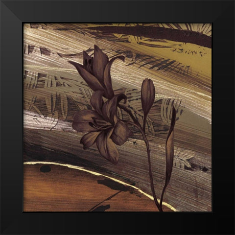 Fleurs dor I Black Modern Wood Framed Art Print by Brochard, Anne