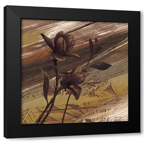 Fleurs dor II Black Modern Wood Framed Art Print with Double Matting by Brochard, Anne