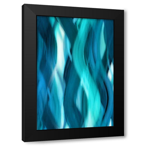 Aqua Flow Black Modern Wood Framed Art Print by Campbell, Annie