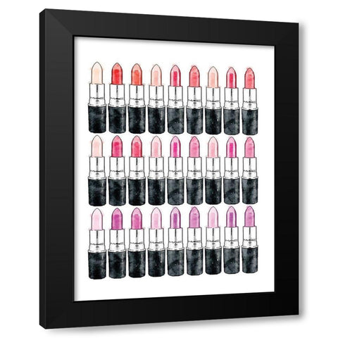 Lipsticks Black Modern Wood Framed Art Print by Greenwood, Amanda