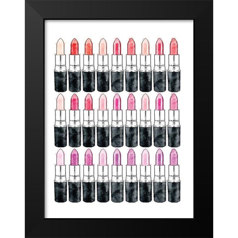 Lipsticks Black Modern Wood Framed Art Print by Greenwood, Amanda